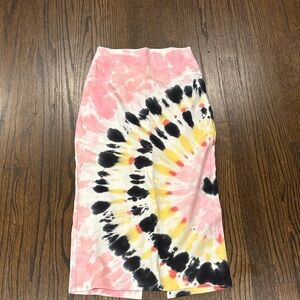 Electric & Rose Tie-Dye Pencil Skirt in Pink, Yellow and black size small